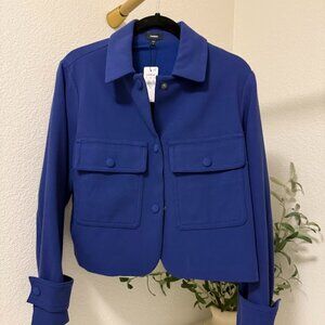 Express Cropped Collared Jacket – Ocean Blue – Size M – NWT